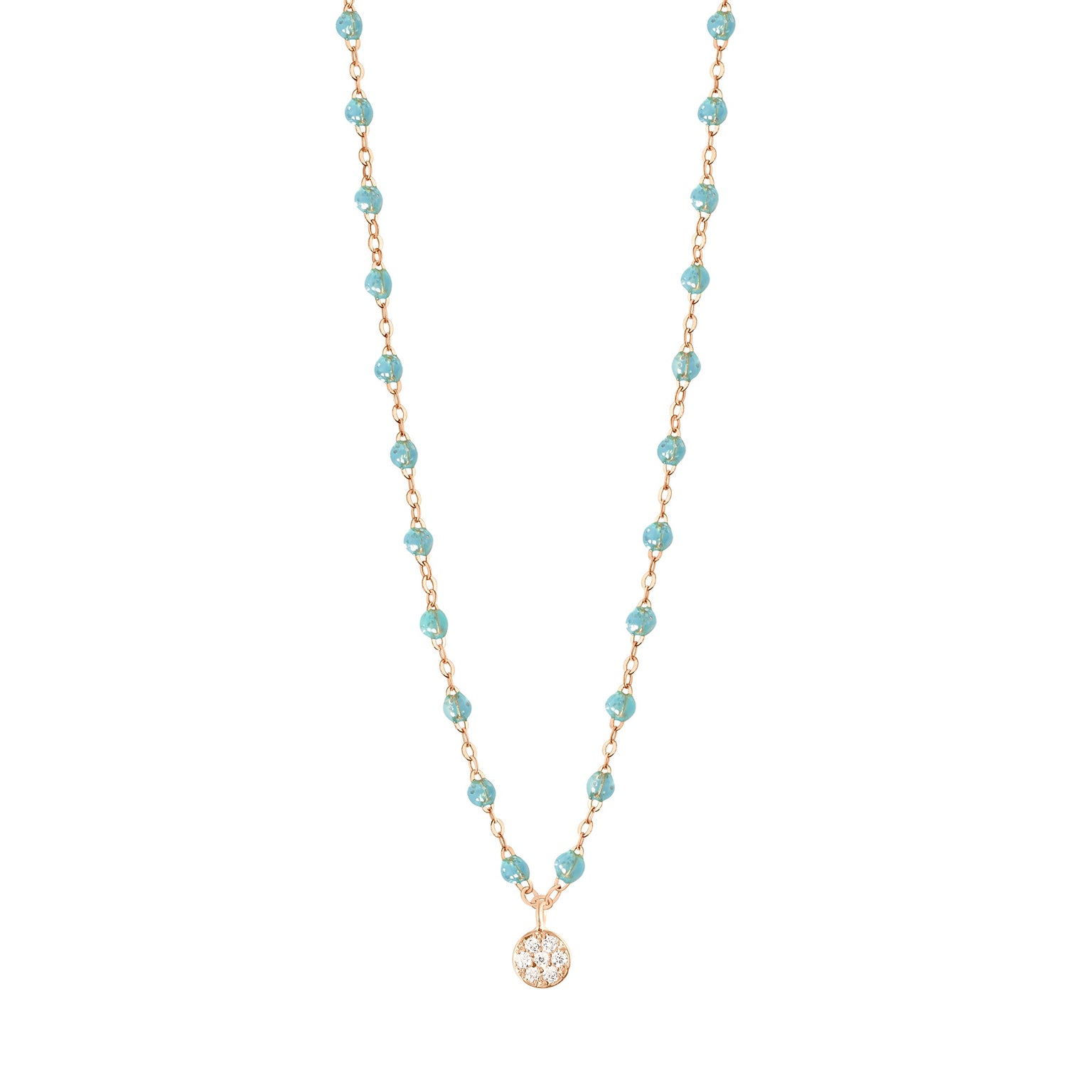 Gigi Clozeau - Collier aqua Puce diamants, or rose, 42 cm