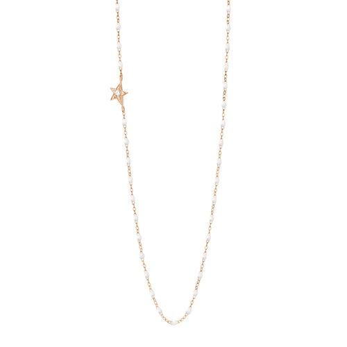 Gigi Clozeau - Collier blanc Etoile, diamant, or rose, 42 cm