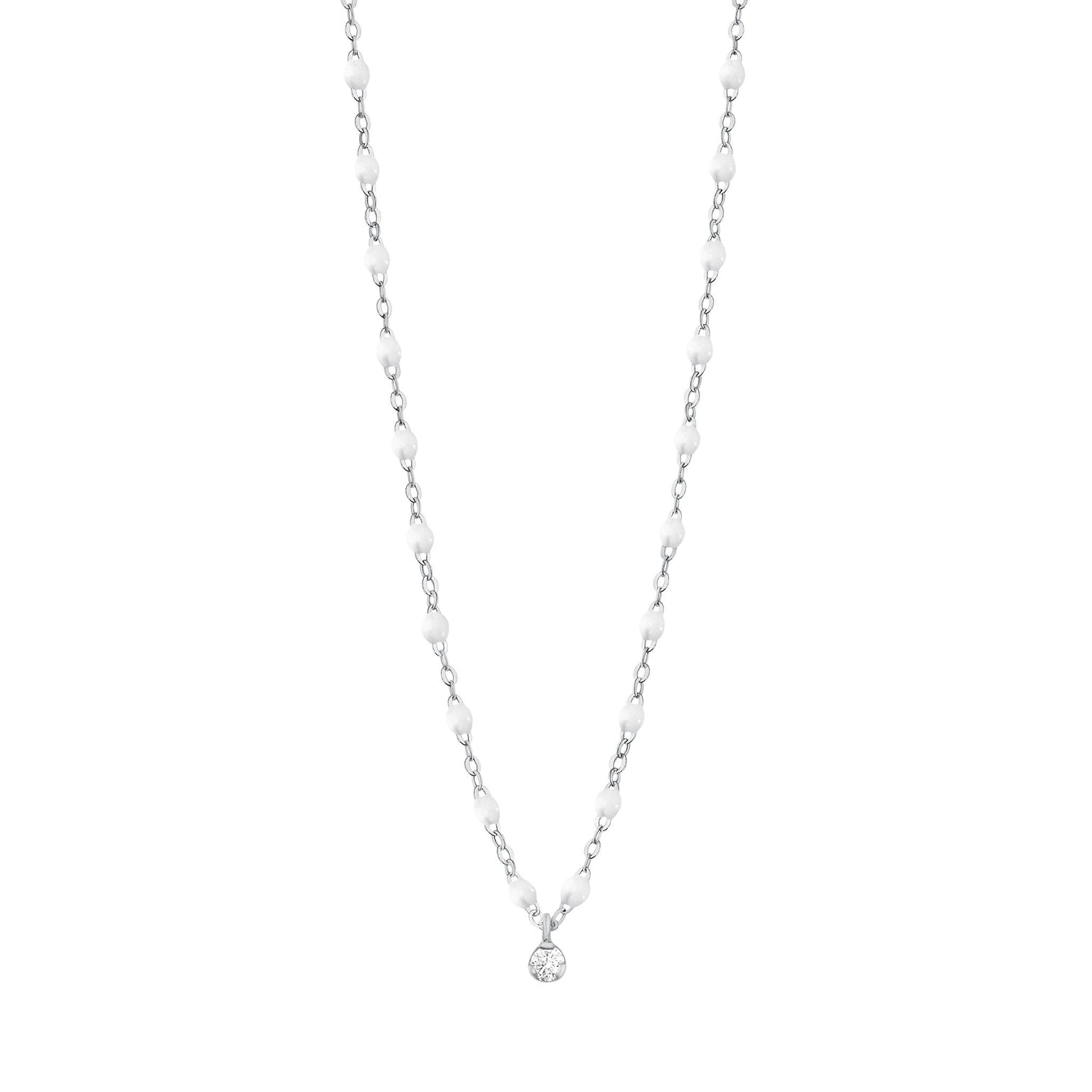 Gigi Clozeau - Collier blanc Gigi Suprême, or blanc, 1 diamant, 42 cm