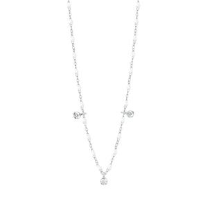 Gigi Clozeau - Collier blanc Gigi Suprême, or blanc, 3 diamants, 45 cm
