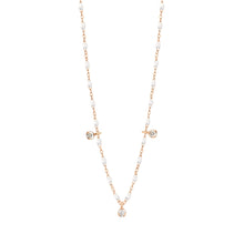 Gigi Clozeau - Collier blanc Gigi Suprême, or rose, 3 diamants, 45 cm