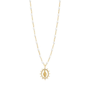 Gigi Clozeau - Collier blanc Petite Madone Suprême diamants, or jaune, 42 cm