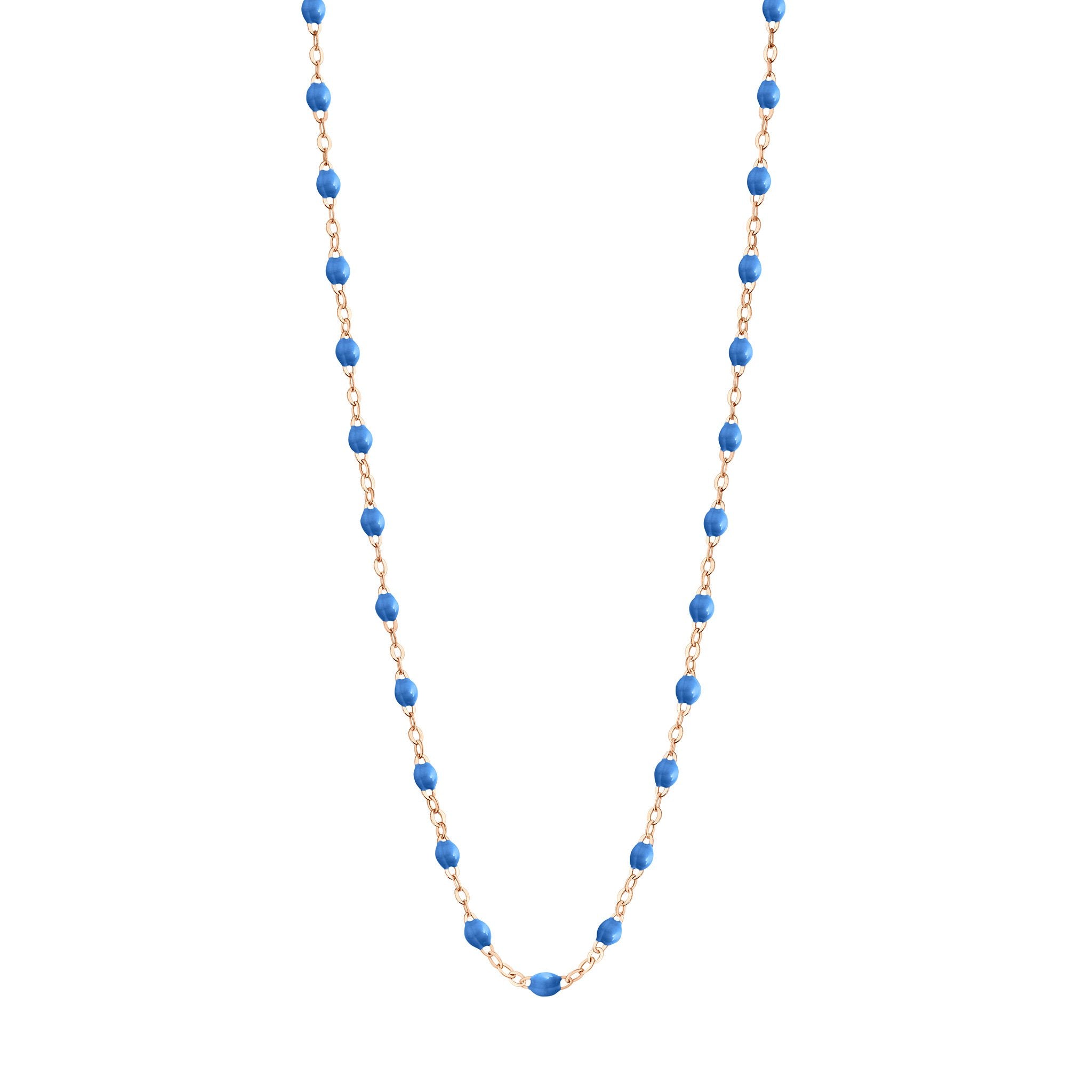 Gigi Clozeau - Collier bleu fluo Classique Gigi, or rose, 45 cm