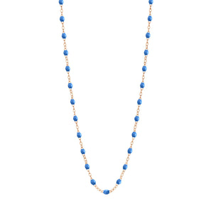 Gigi Clozeau - Collier bleu fluo Classique Gigi, or rose, 45 cm