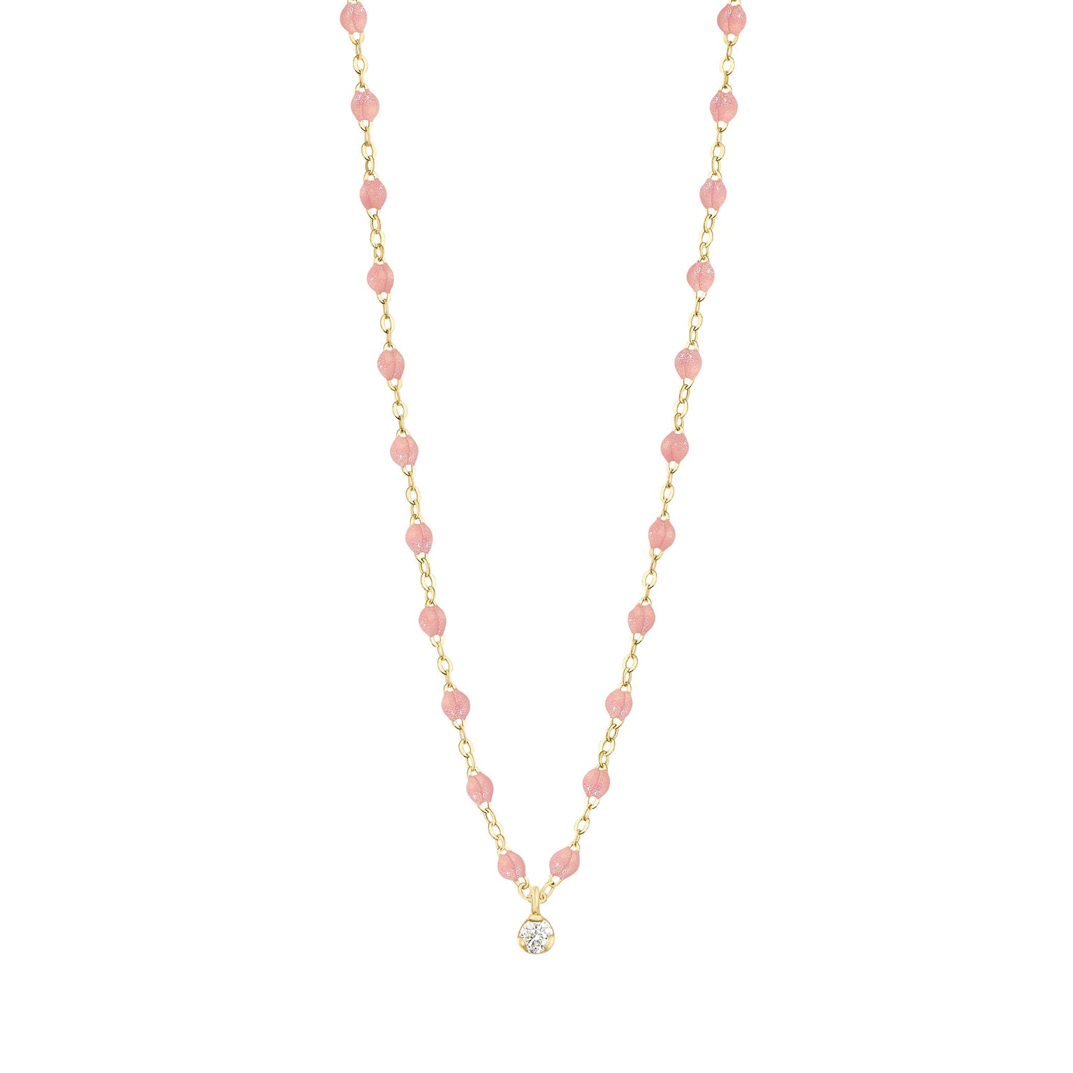 Gigi Clozeau - Collier blush Gigi Suprême, or jaune, 1 diamant, 42 cm