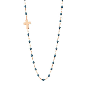 Gigi Clozeau - Collier céleste Croix de côté, or rose, 42 cm