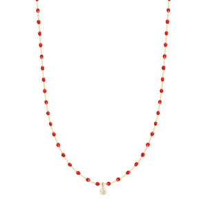 Gigi Clozeau - Collier coquelicot Mini Gigi, or jaune, 1 diamant, 40 cm