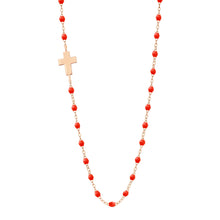 Gigi Clozeau - Collier corail Croix de côté, or rose, 42 cm