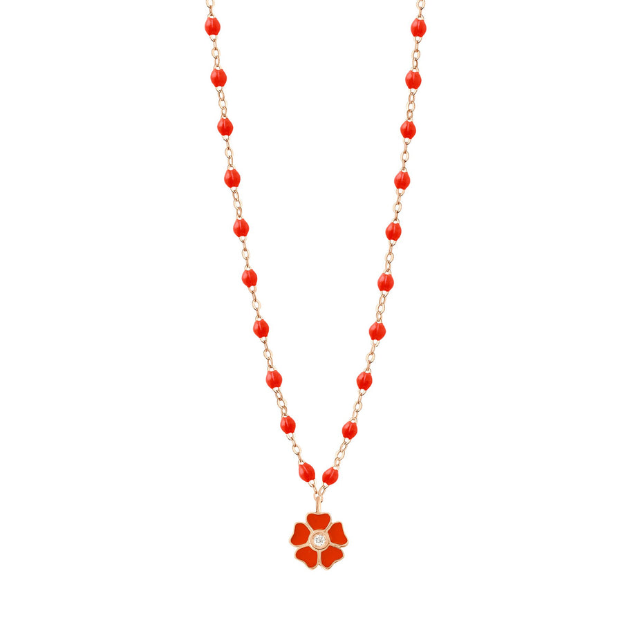 Gigi Clozeau - Collier corail Fleur, diamant, or rose, 42 cm