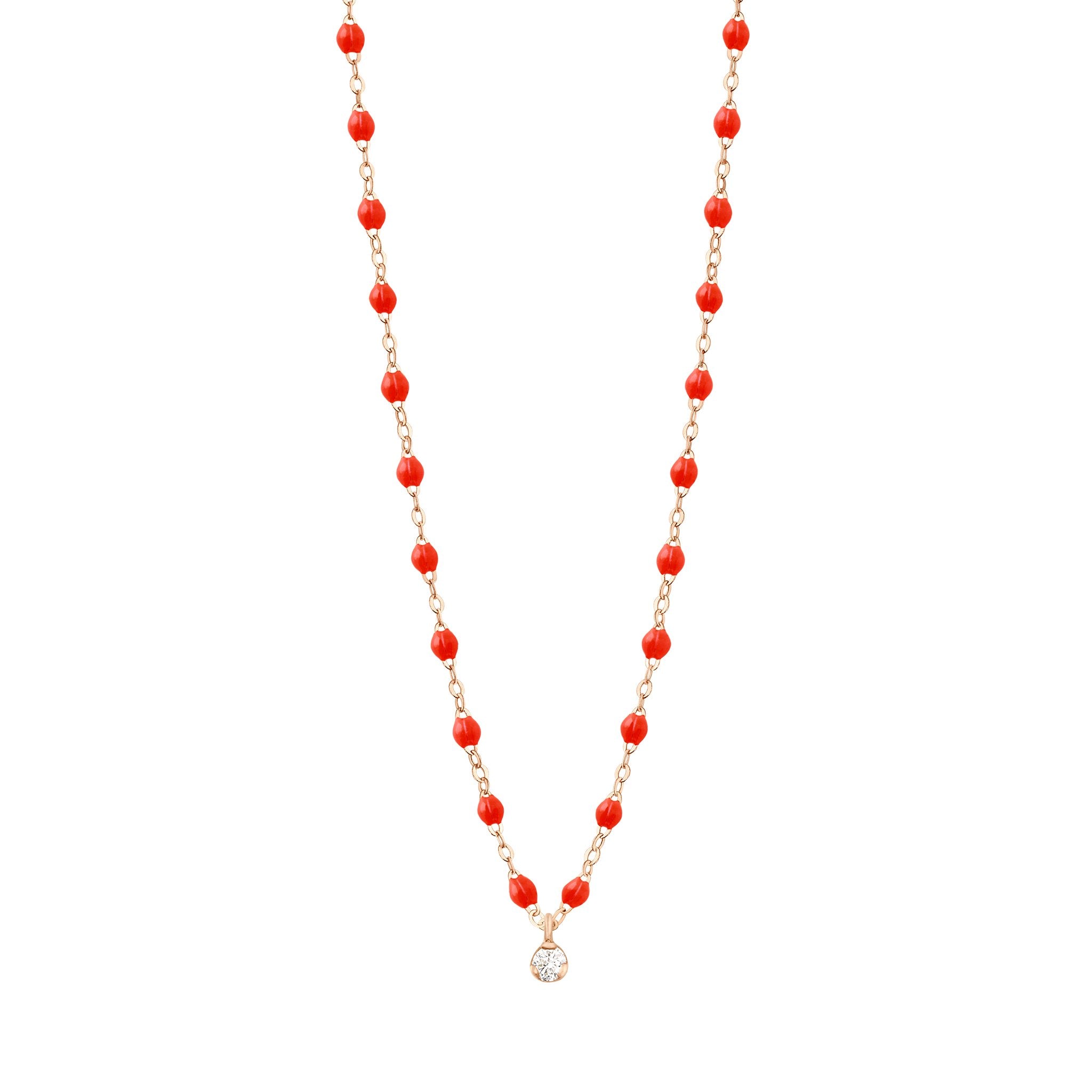 Gigi Clozeau - Collier corail Gigi Suprême, or rose, 1 diamant, 42 cm