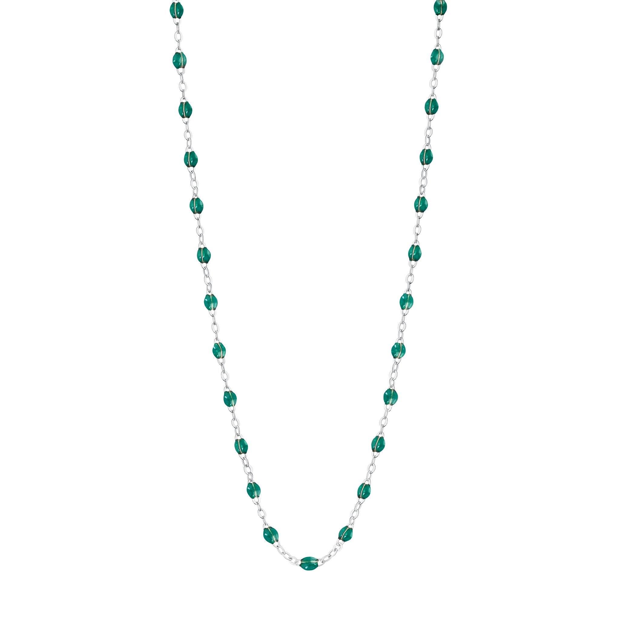 Gigi Clozeau - Collier émeraude Classique Gigi, or blanc, 50 cm
