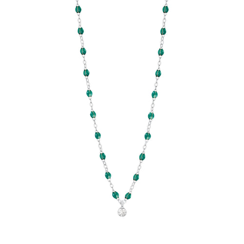 Gigi Clozeau - Collier émeraude Gigi Suprême, or blanc, 1 diamant, 42 cm