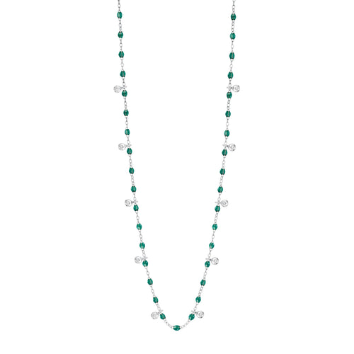 Gigi Clozeau - Collier émeraude Gigi Suprême, or blanc, 10 diamants, 60 cm