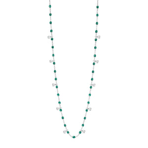 Gigi Clozeau - Collier émeraude Gigi Suprême, or blanc, 10 diamants, 60 cm