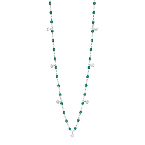 Gigi Clozeau - Collier émeraude Gigi Suprême, or blanc, 7 diamants, 50 cm