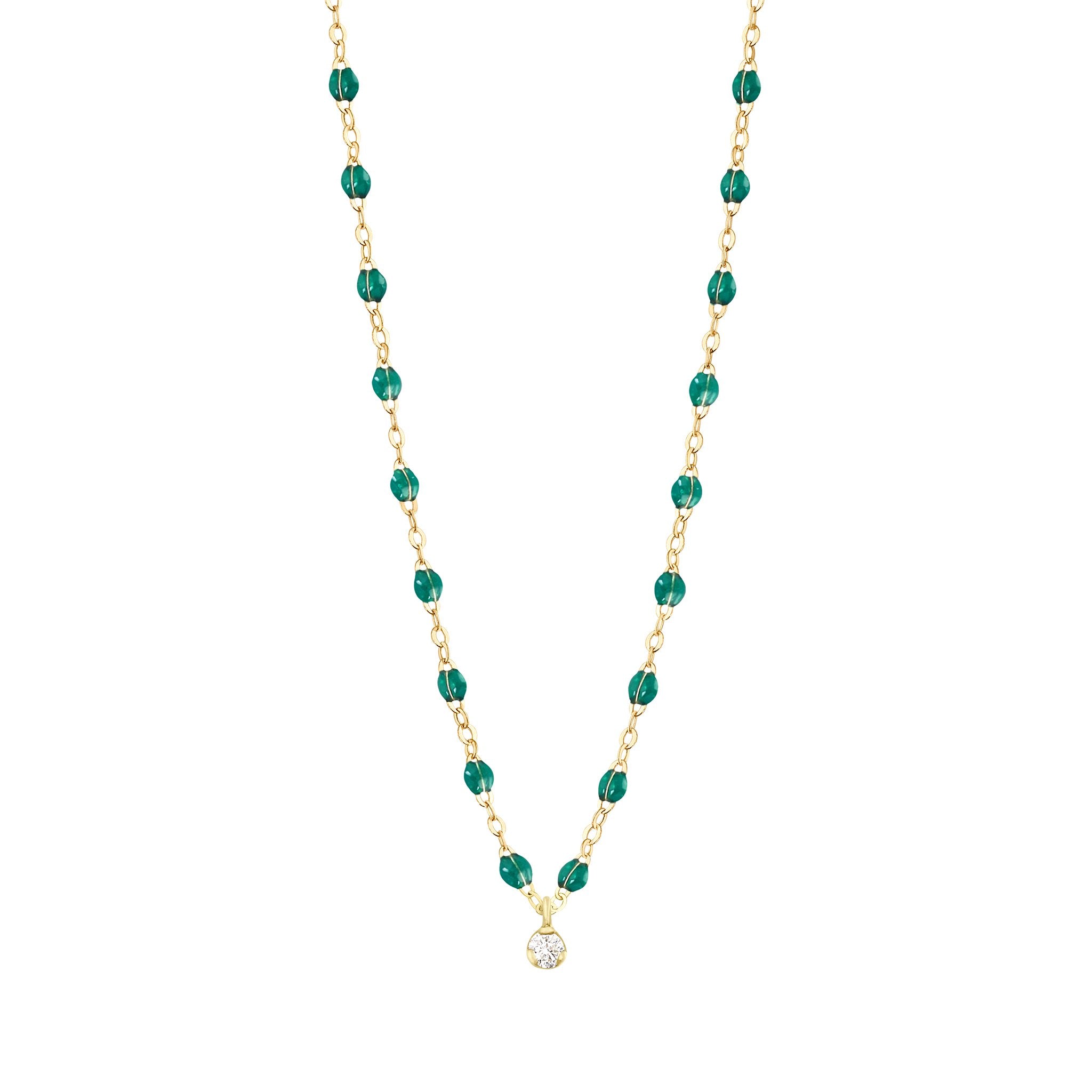 Gigi Clozeau - Collier émeraude Gigi Suprême, or jaune, 1 diamant, 42 cm