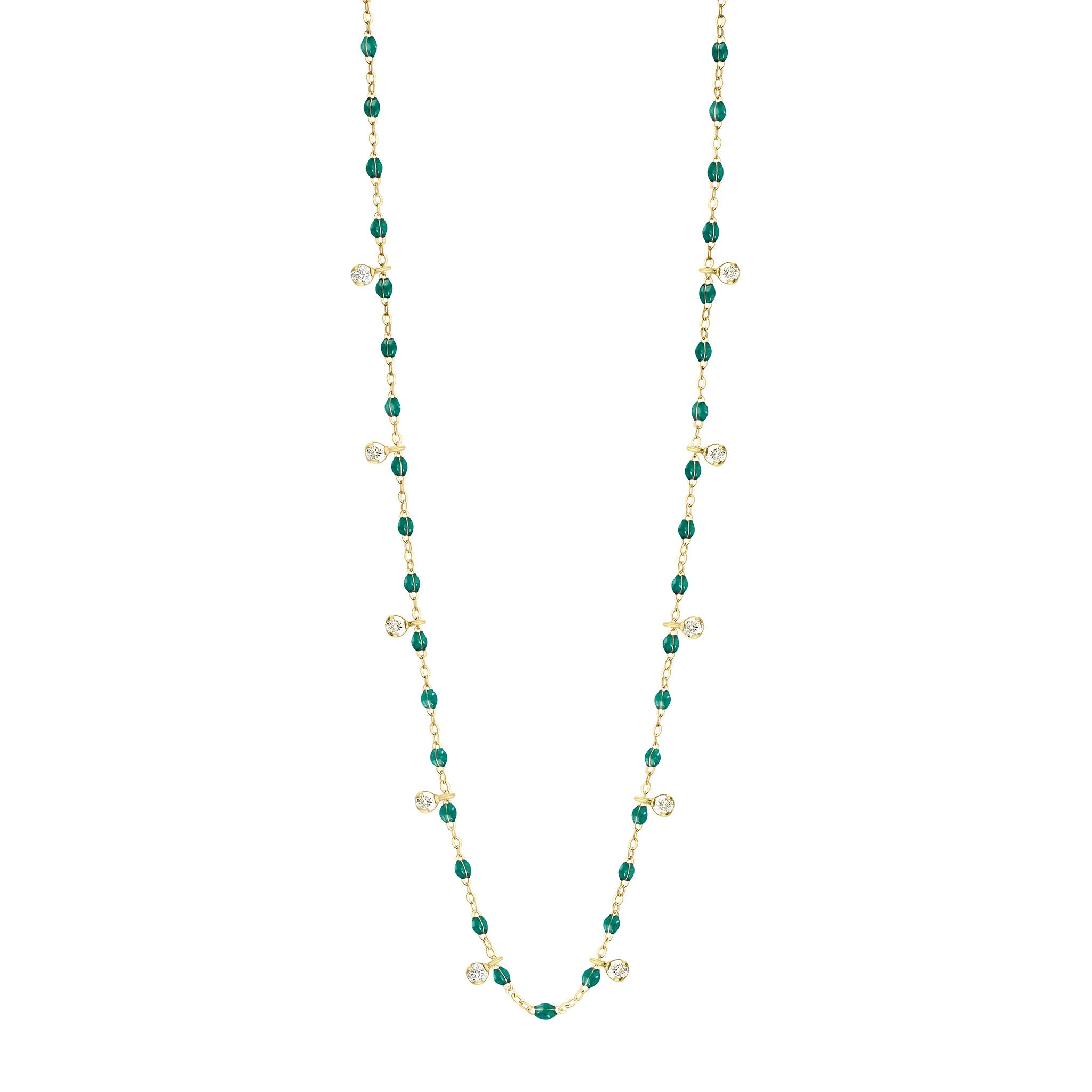 Gigi Clozeau - Collier émeraude Gigi Suprême, or jaune, 10 diamants, 60 cm