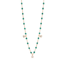 Gigi Clozeau - Collier émeraude Gigi Suprême, or rose, 3 diamants, 45 cm