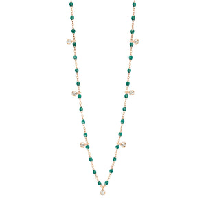 Gigi Clozeau - Collier émeraude Gigi Suprême, or rose, 7 diamants, 50 cm