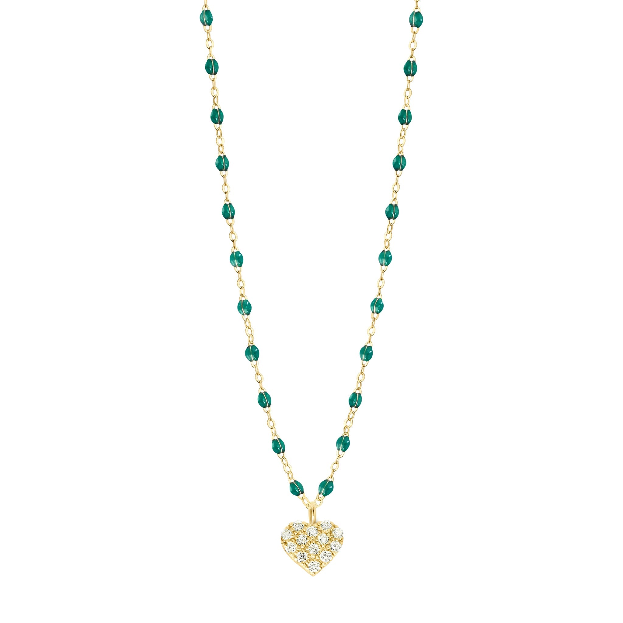 Gigi Clozeau - Collier émeraude In Love, diamants, or jaune, 42 cm