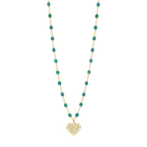 Gigi Clozeau - Collier émeraude In Love, diamants, or jaune, 42 cm