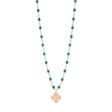 Gigi Clozeau - Collier émeraude Lucky Trèfle, diamants, or rose, 42 cm