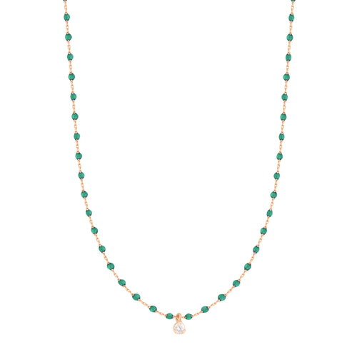 Gigi Clozeau - Collier émeraude Mini Gigi, or rose, 1 diamant, 40 cm