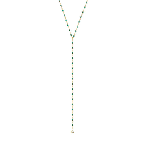 Gigi Clozeau - Collier émeraude Mini Gigi party Y, or jaune, 1 diamant, 50 cm