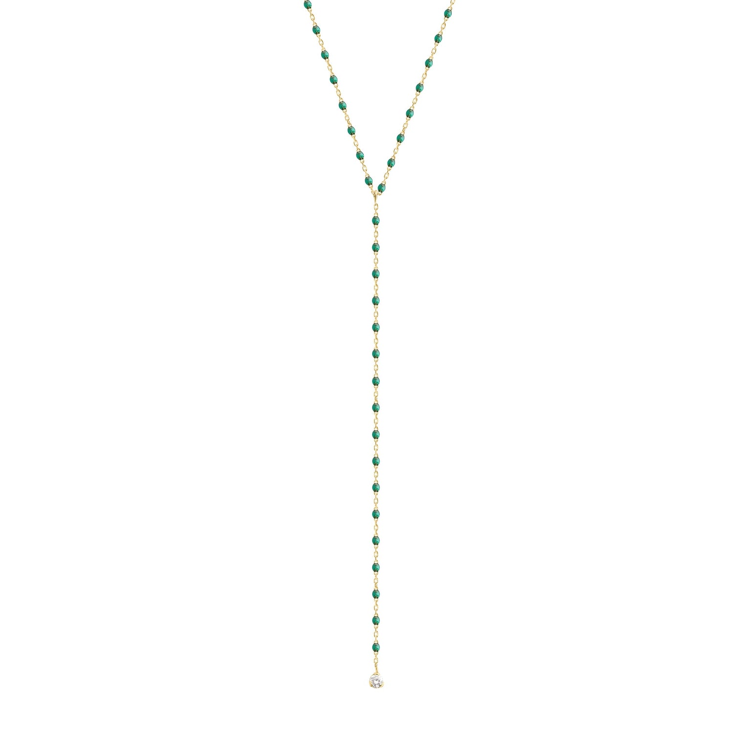 Gigi Clozeau - Collier émeraude Mini Gigi party Y, or jaune, 1 diamant, 50 cm