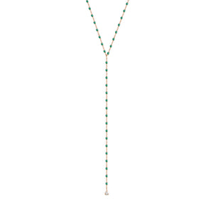 Gigi Clozeau - Collier émeraude Mini Gigi party Y, or rose, 1 diamant, 50 cm