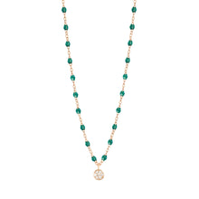 Gigi Clozeau - Collier émeraude Puce diamants, or rose, 42 cm