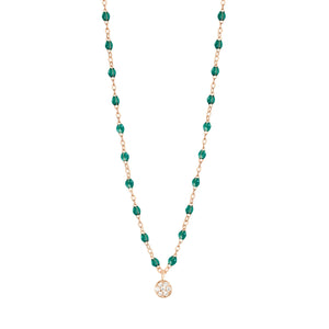 Gigi Clozeau - Collier émeraude Puce diamants, or rose, 42 cm