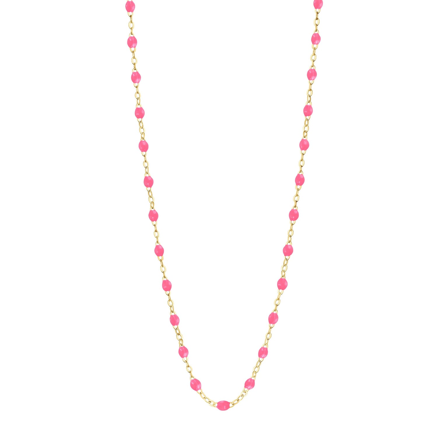 Gigi Clozeau - Collier enfant rose fluo Classique Gigi, or jaune, 33 cm