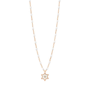 Gigi Clozeau - Collier Etoile Star résine blanche, diamant, or rose, 42 cm