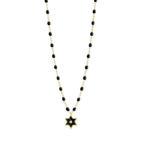Gigi Clozeau - Collier Etoile Star résine noire, diamant, or jaune, 42 cm