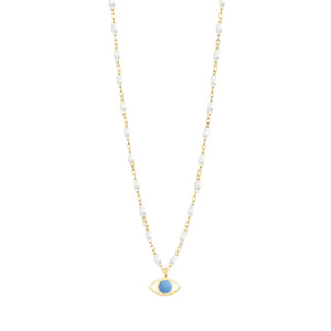 Gigi Clozeau - Collier Eye Classic blanc, or jaune, 42 cm