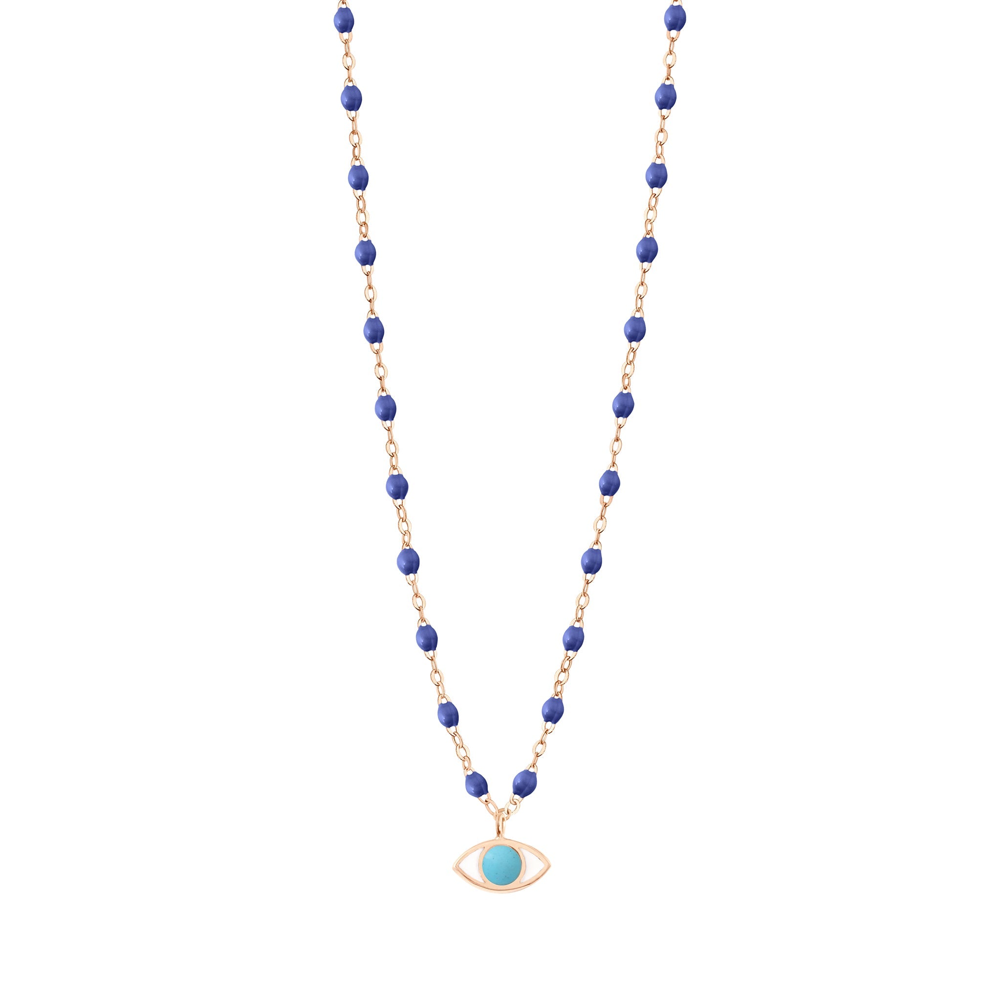 Gigi Clozeau - Collier Eye Classic bleuet, or rose, 42 cm