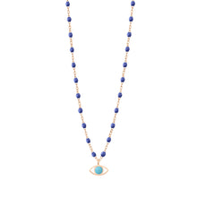 Gigi Clozeau - Collier Eye Classic bleuet, or rose, 42 cm