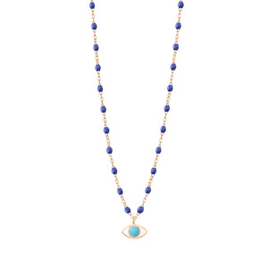 Gigi Clozeau - Collier Eye Classic bleuet, or rose, 42 cm