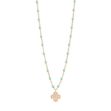 Gigi Clozeau - Collier jade Lucky Trèfle, diamants, or rose, 42 cm