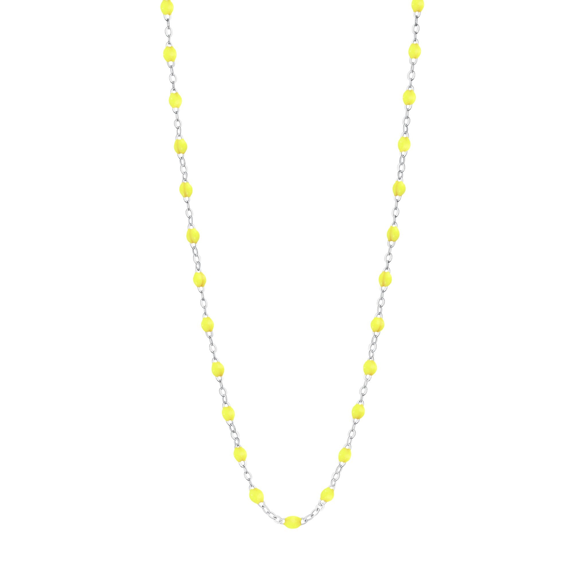 Gigi Clozeau - Collier jaune fluo Classique Gigi, or blanc, 42 cm
