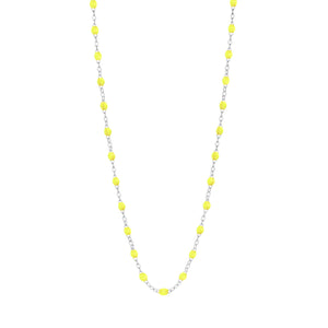 Gigi Clozeau - Collier jaune fluo Classique Gigi, or blanc, 42 cm
