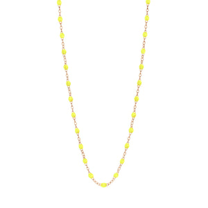 Gigi Clozeau - Collier jaune fluo Classique Gigi, or rose, 45 cm