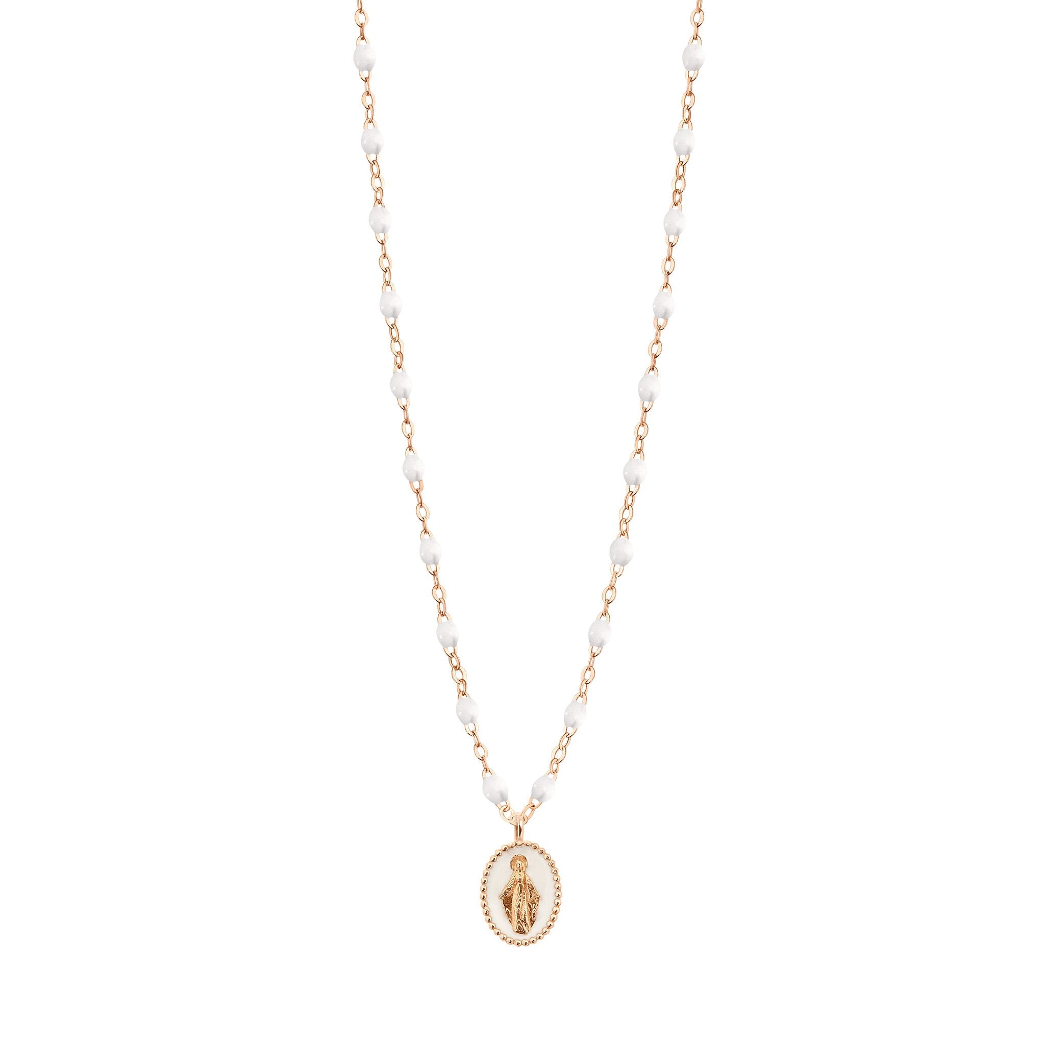 Gigi Clozeau - Collier Madone résine blanche, or rose, 42 cm