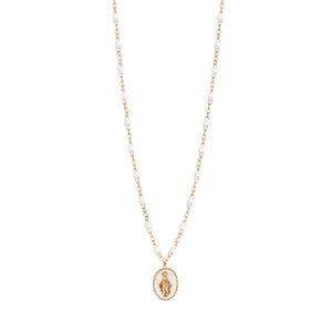 Gigi Clozeau - Collier Madone résine blanche, or rose, 42 cm