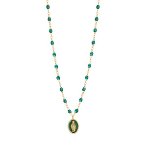 Gigi Clozeau - Collier Madone résine émeraude, or jaune, 42 cm