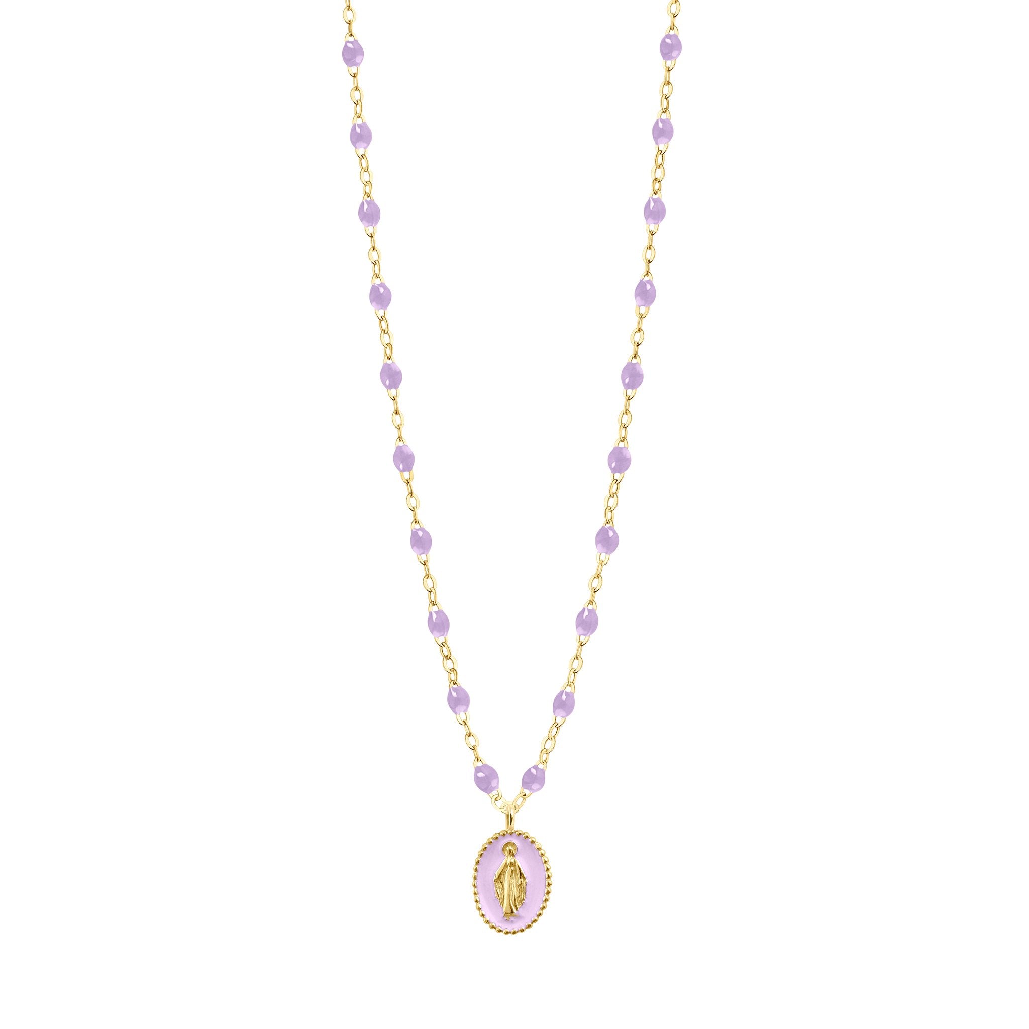 Gigi Clozeau - Collier Madone résine parme, or jaune, 42 cm