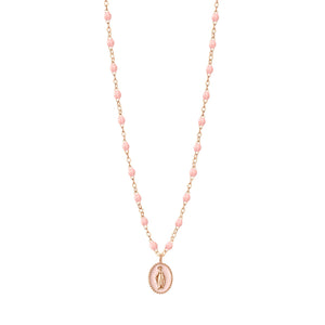 Gigi Clozeau - Collier Madone résine rose bébé, or rose, 42 cm