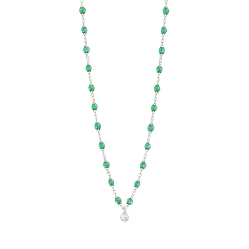 Gigi Clozeau - Collier menthe Gigi Suprême, or blanc, 1 diamant, 42 cm