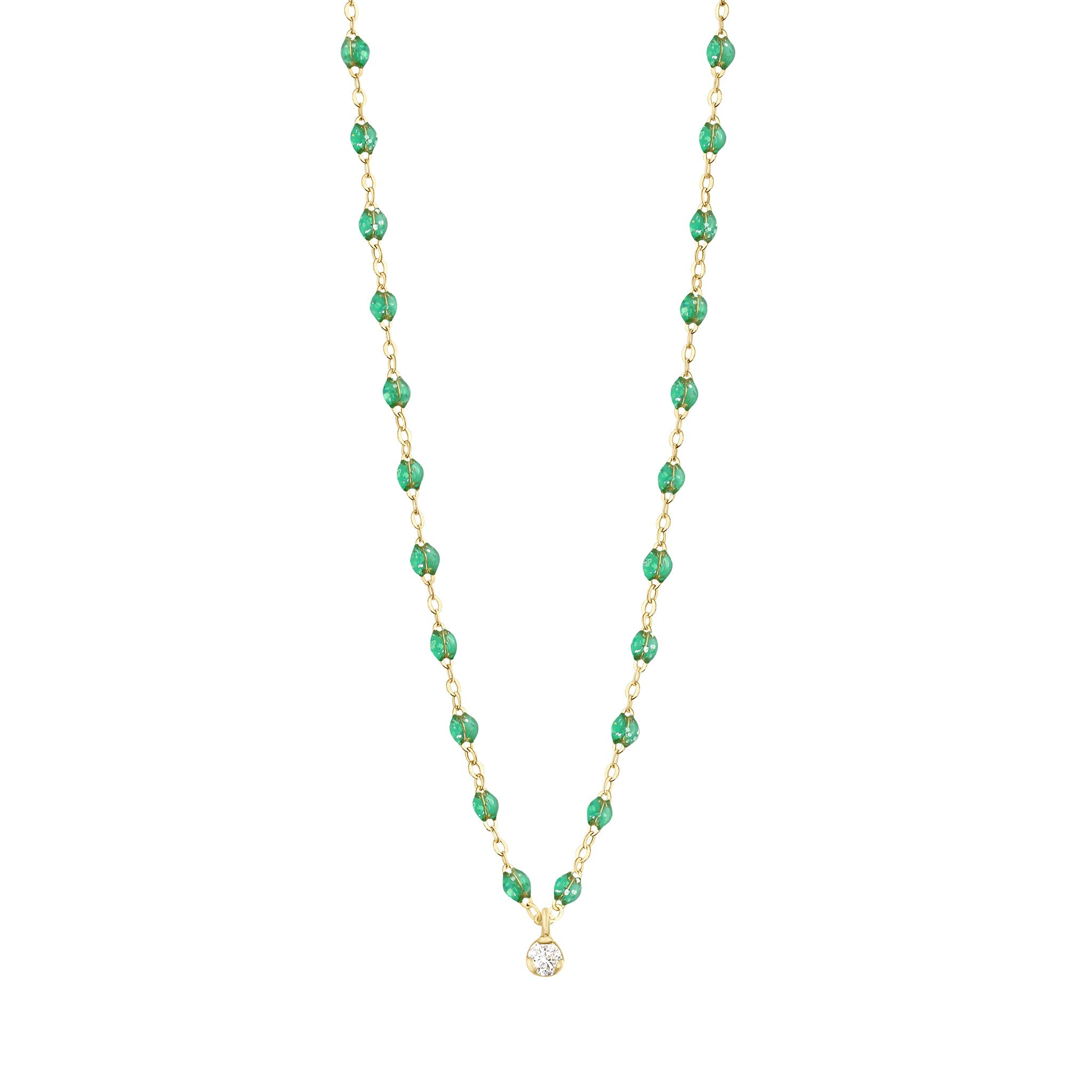 Gigi Clozeau - Collier menthe Gigi Suprême, or jaune, 1 diamant, 42 cm